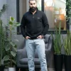 دورس نیم زیپ مردانه سه نخ پنبه ای رنگ مشکی