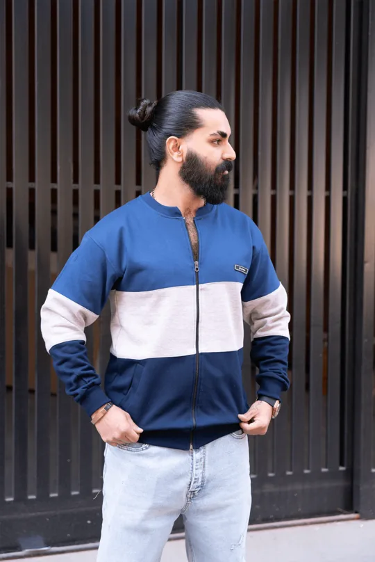 سویشرت مردانه تمام زیپ یقه خلبانی | جنس سه نخ پنبه (تضمین کیفیت)